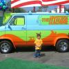 Grayson in front of the Mystery Machine, Scooby Doo is still his favorite